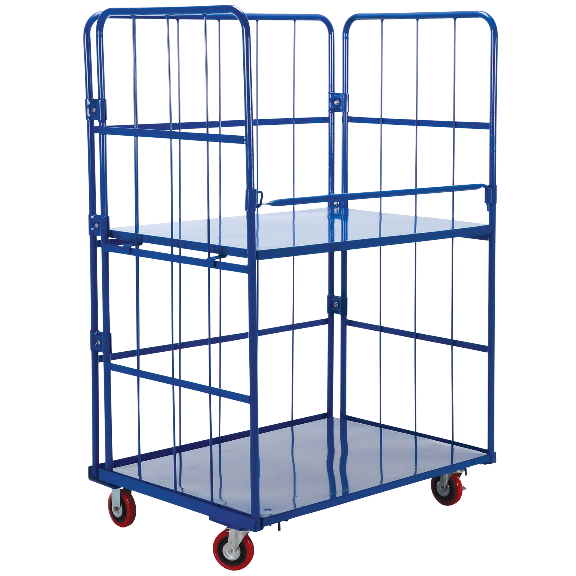 Vestil Steel Foldable/Nestable Roller Container - 2 Shelves, 1100 Lb. Total Capacity, Model# ROL-3143-2